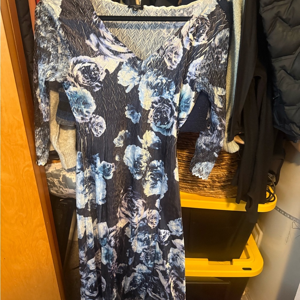 Silk Floral Blue Dress